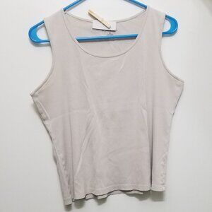 oatmeal colored cotton Kim Rogers XL tank top, with name written on